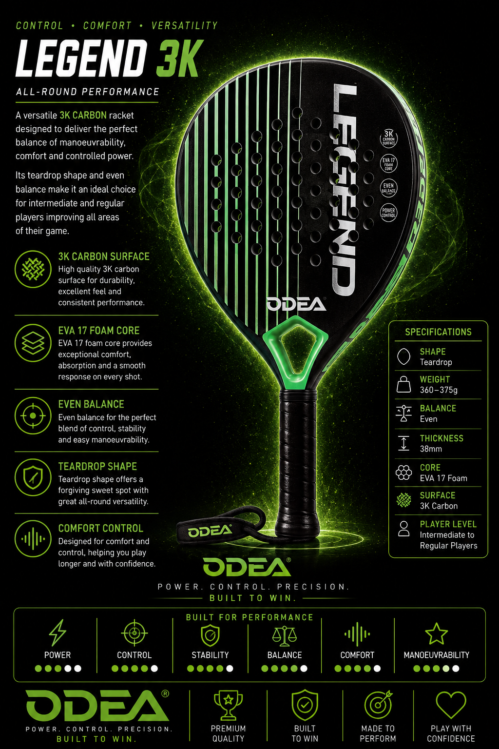Legend 3K racket included in bundle; ball tubes listed in description
